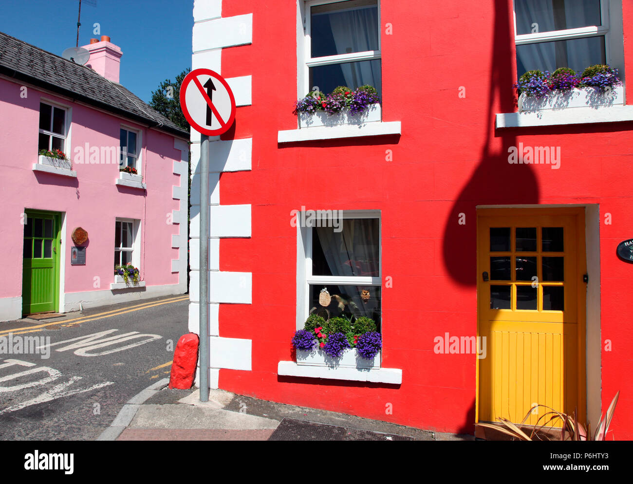Coloured facades in Carlingford, Cooley Peninsula, Ireland Stock Photo