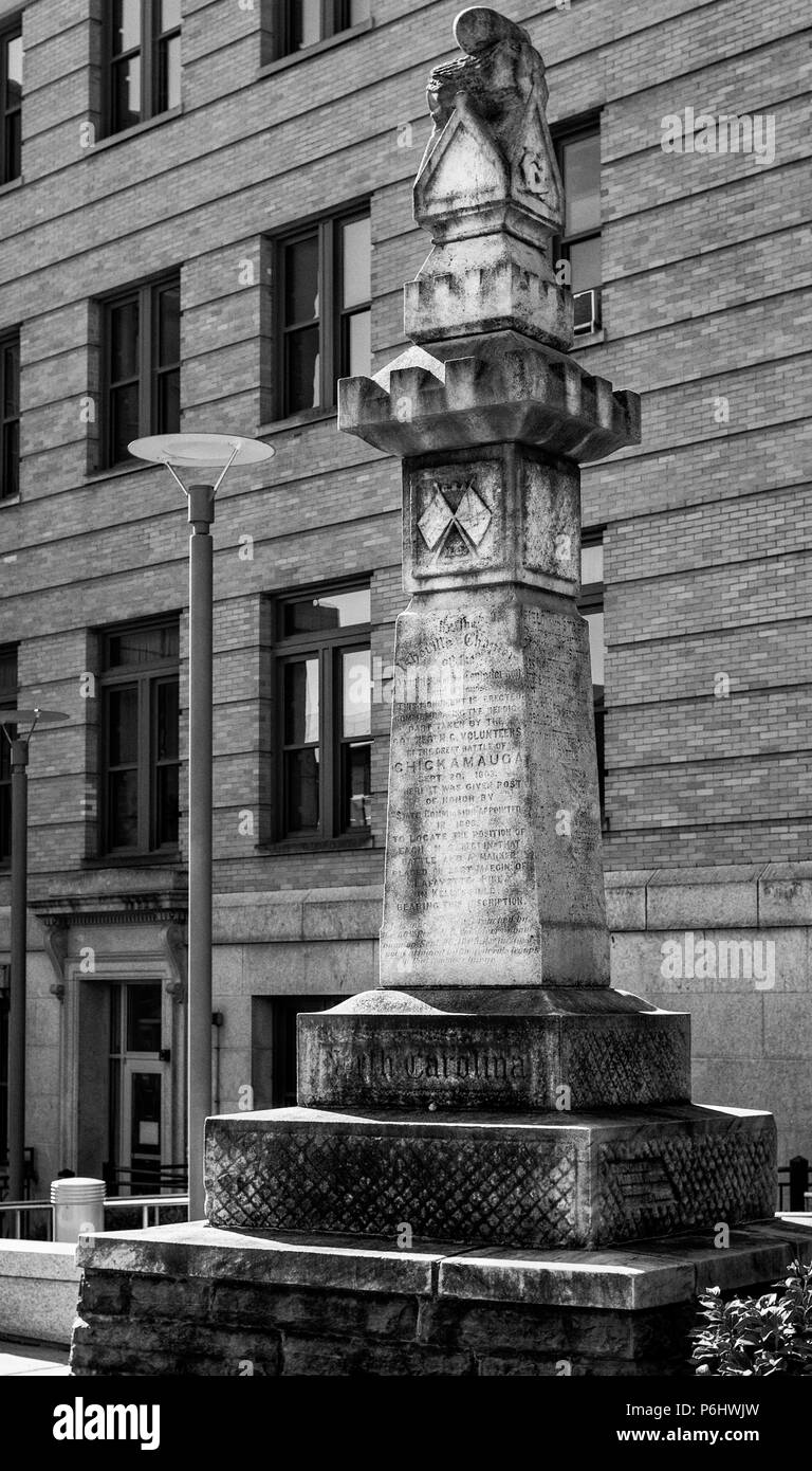A statue commemorating the Confederacy in the Civil War in Asheville