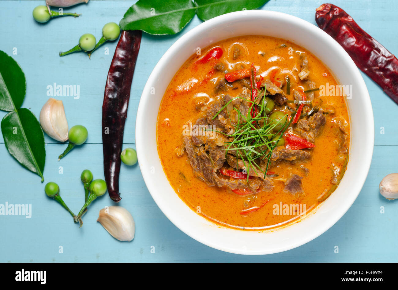Thai red chili Panang curry with beef Stock Photo Alamy