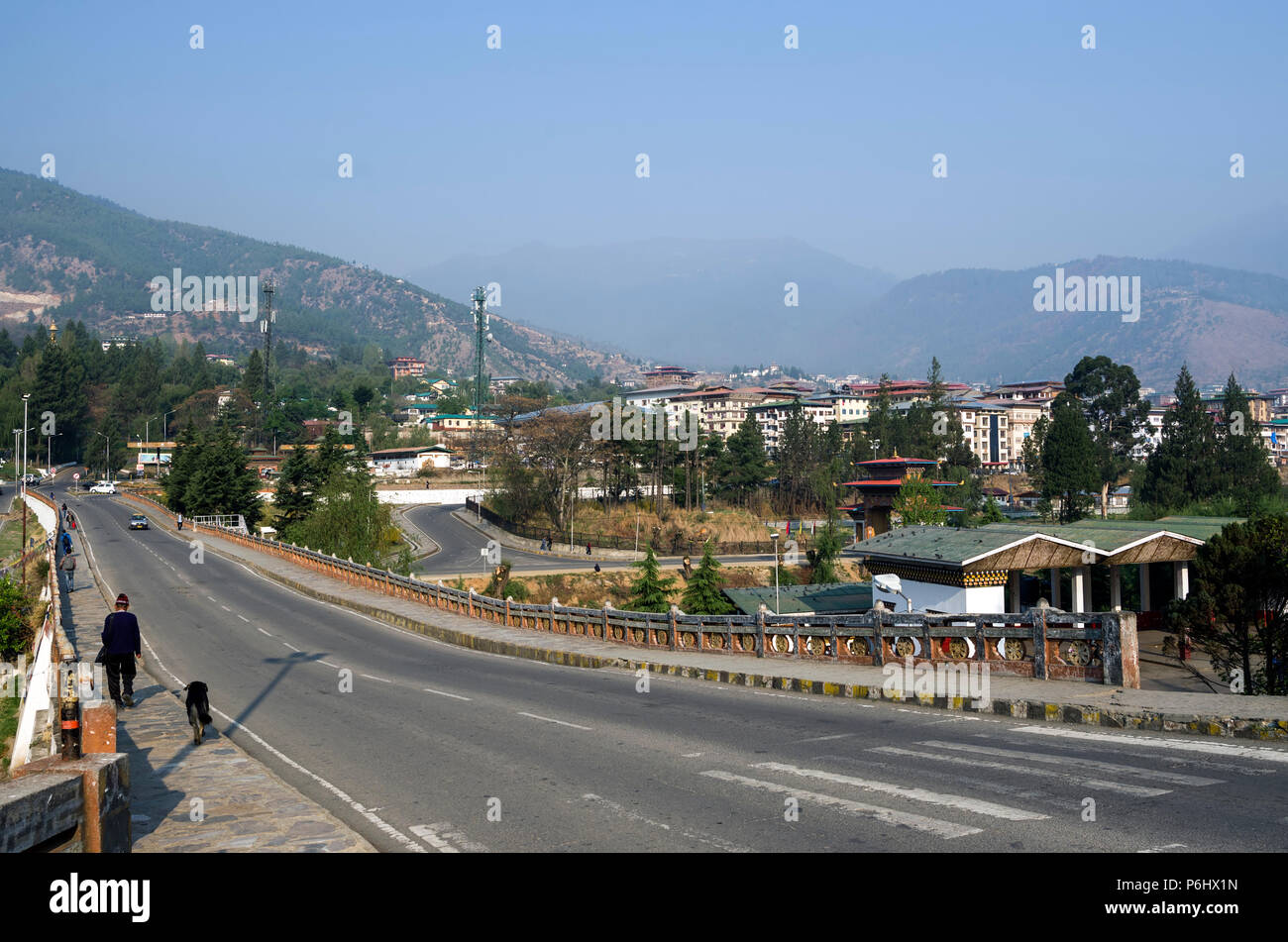 Thimphu, Bhutan - Apr 10, 2016: View of Thimphu city in Bhutan during ...