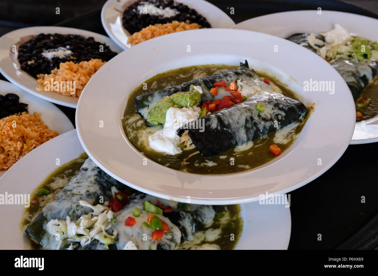 Blue Corn Cheese Enchiladas Stock Photo Alamy