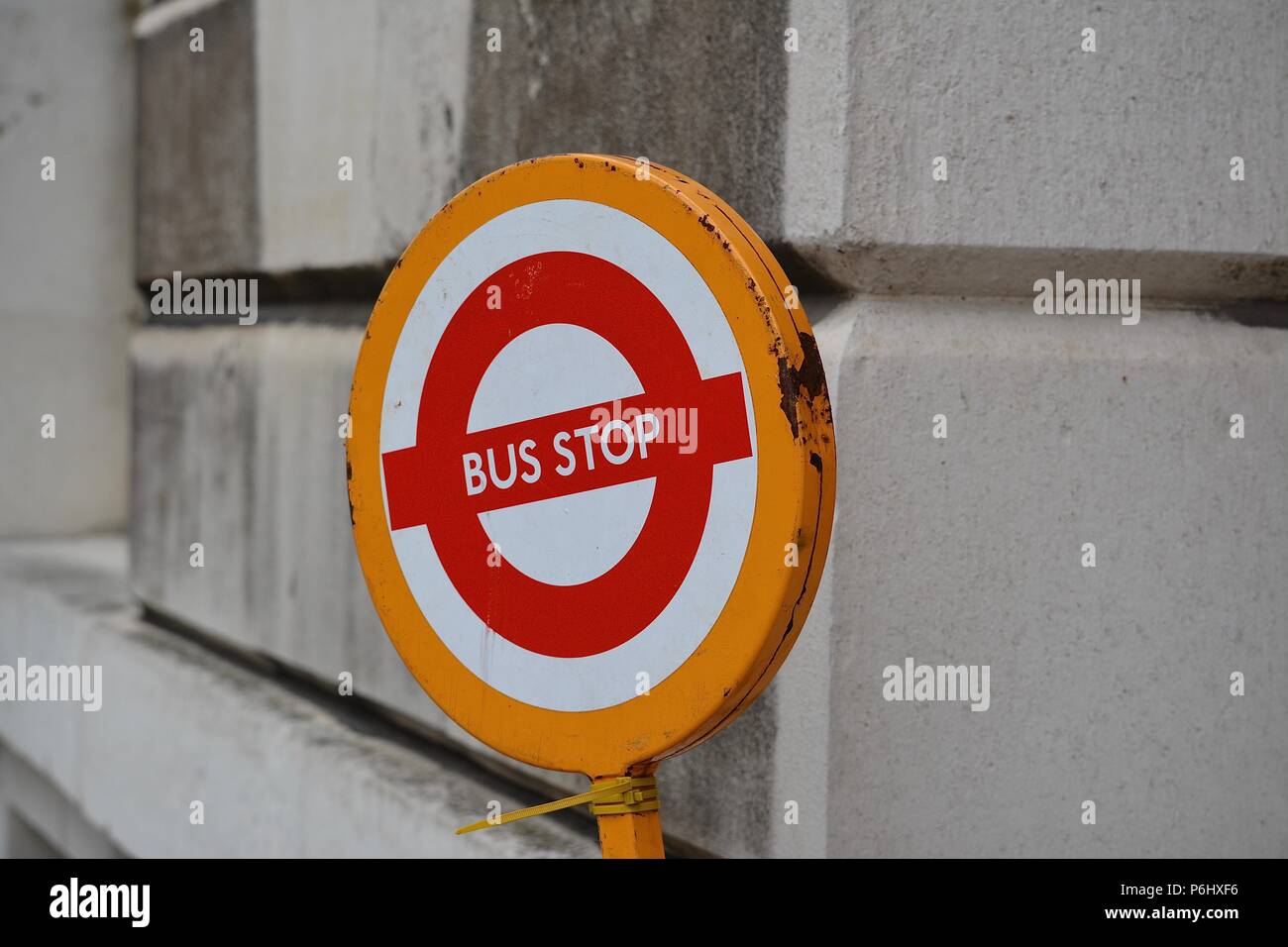 An iconic London Underground roundel station sign, London, United ...