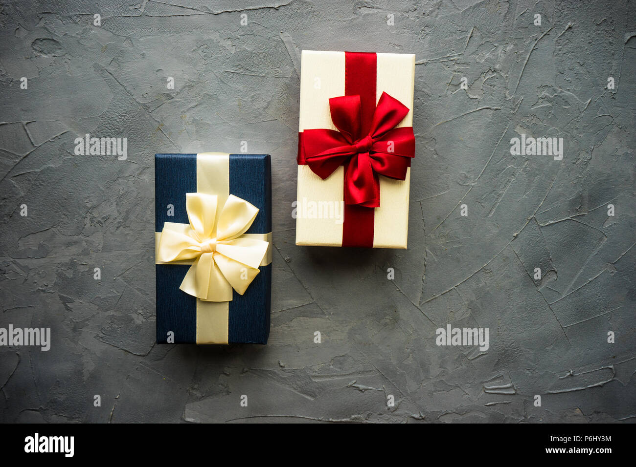 Gift box concept on rustic background with copy space Stock Photo - Alamy