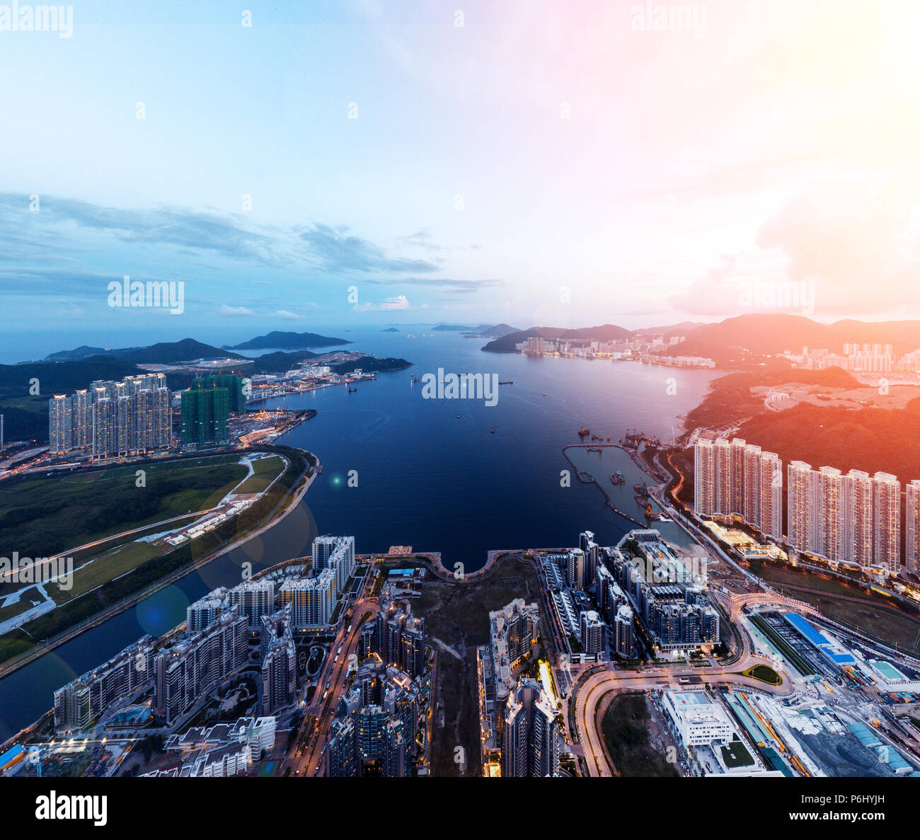Aerial view panorama of Hong Kong and Kowloon City Stock Photo - Alamy