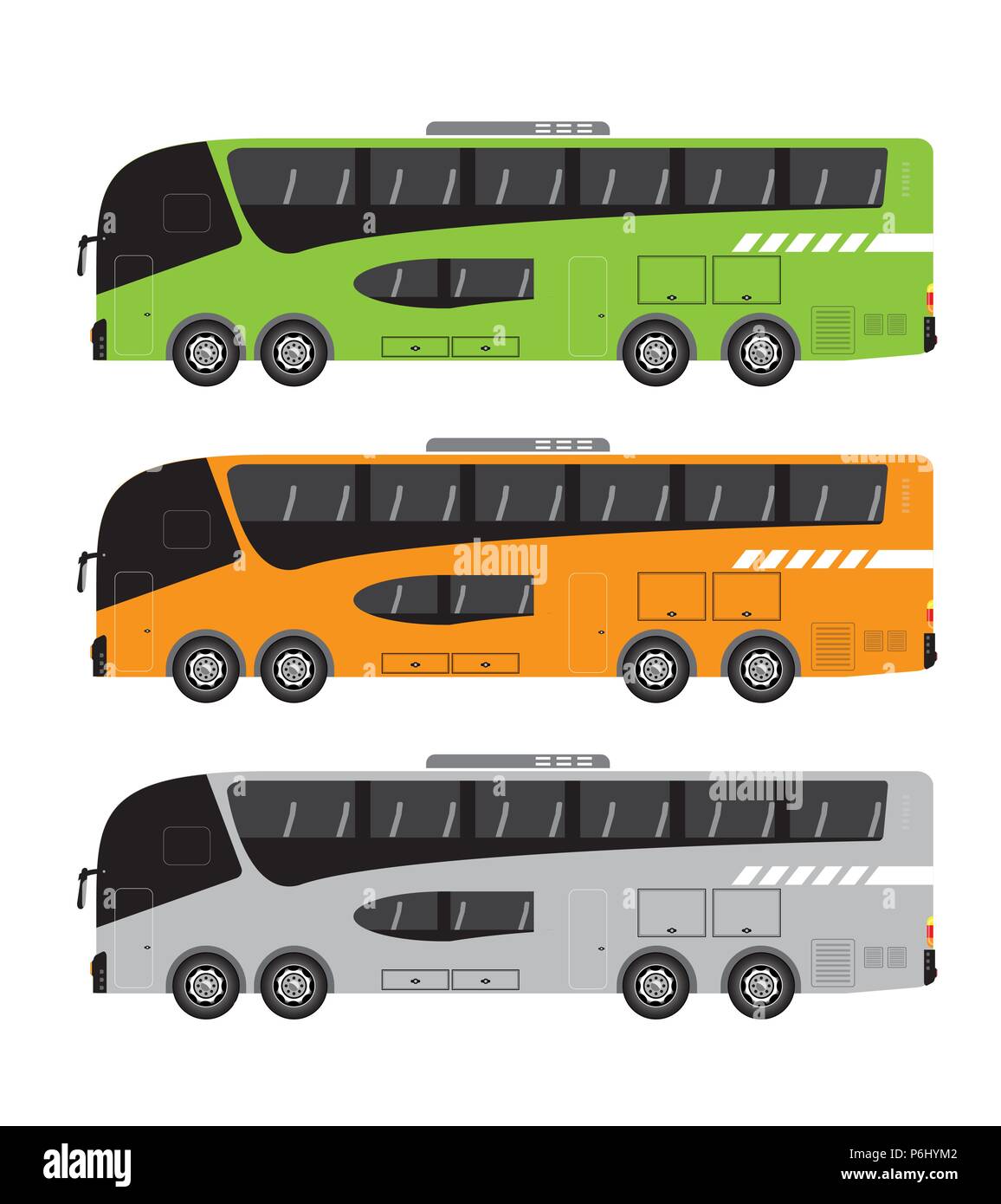 Quad axle coach or 10 Wheel Bus Vector and Illustration Stock Vector