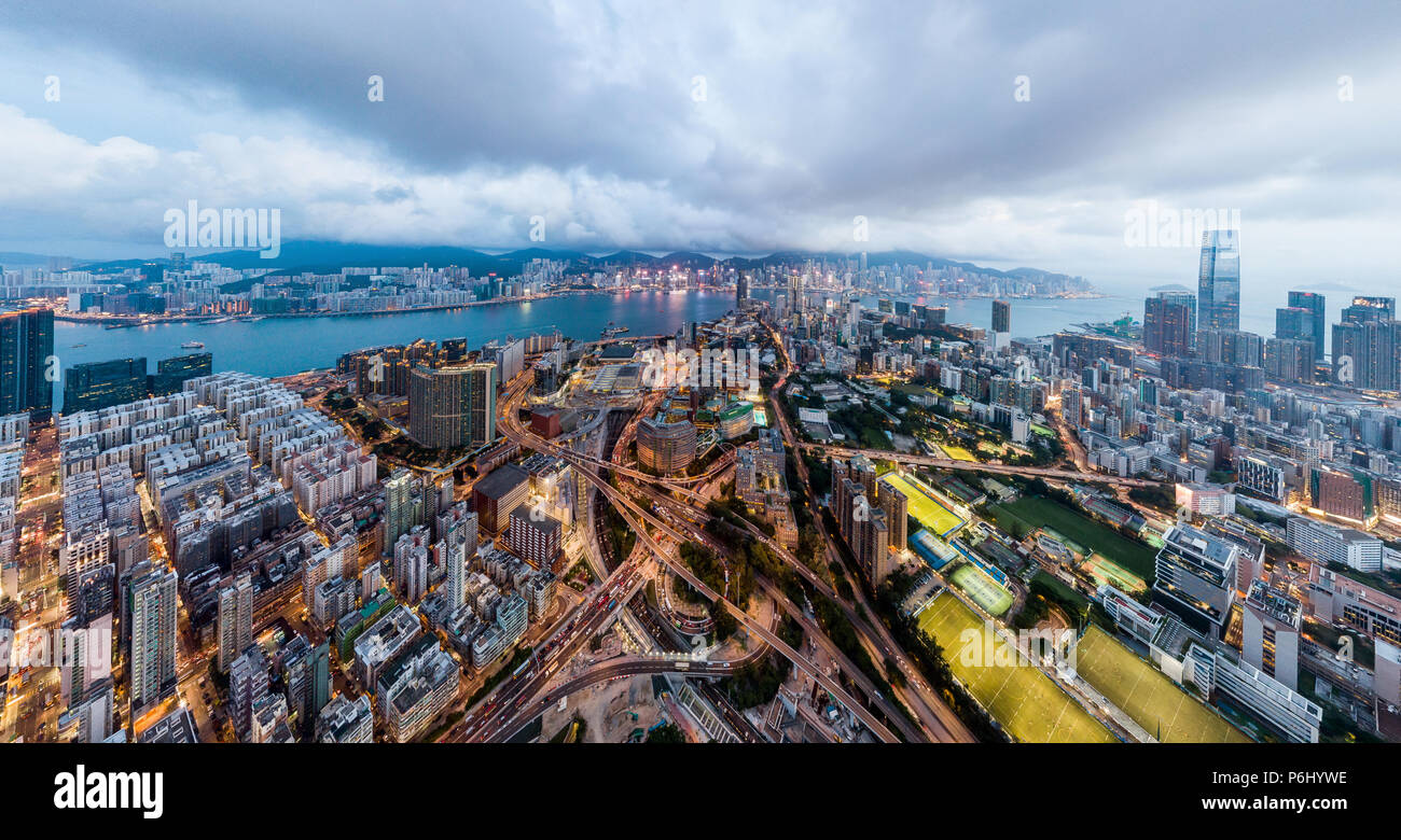 Aerial view panorama of Hong Kong and Kowloon City Stock Photo - Alamy