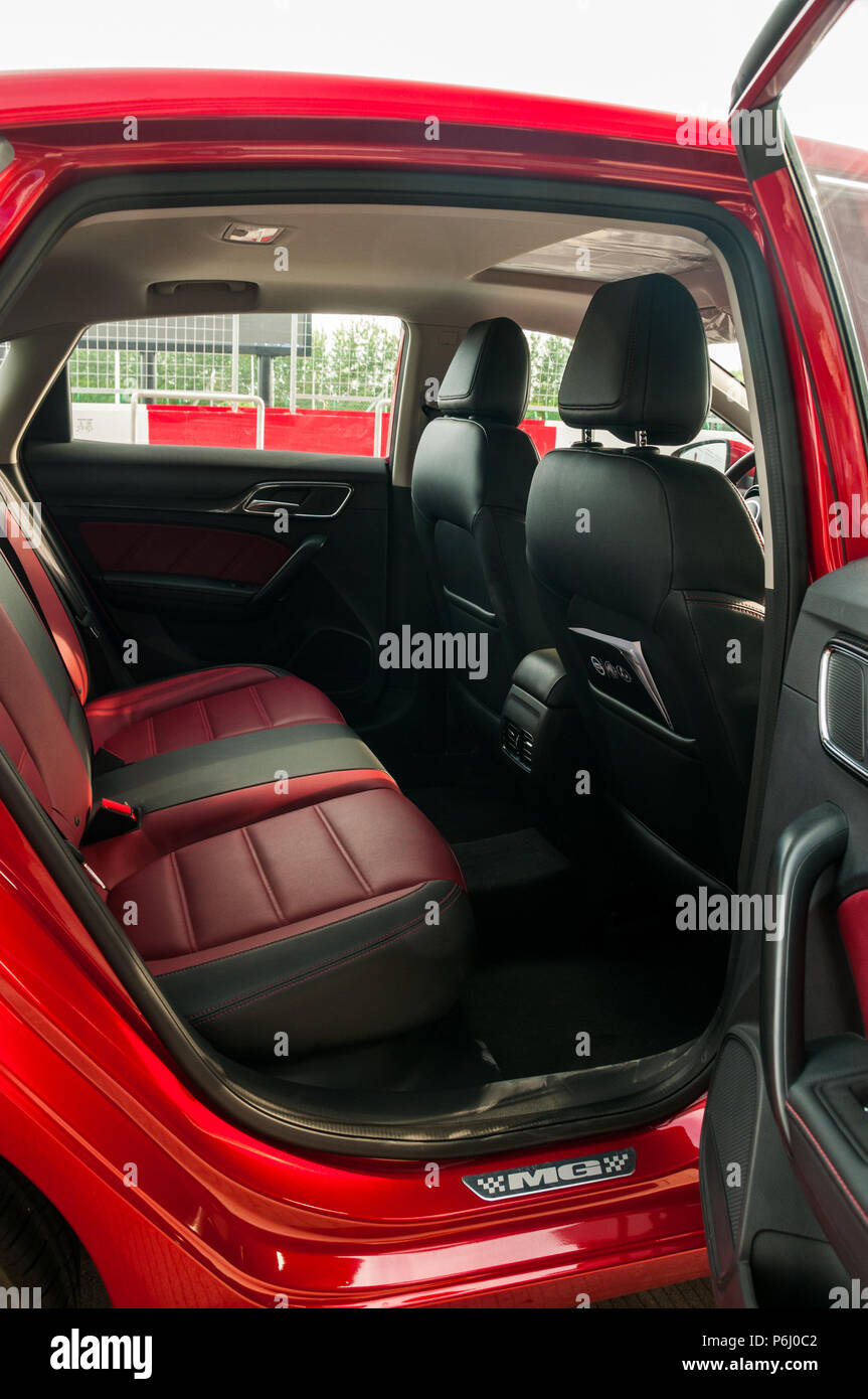 Sporty back seats of the new MG 6 from SAIC. Stock Photo