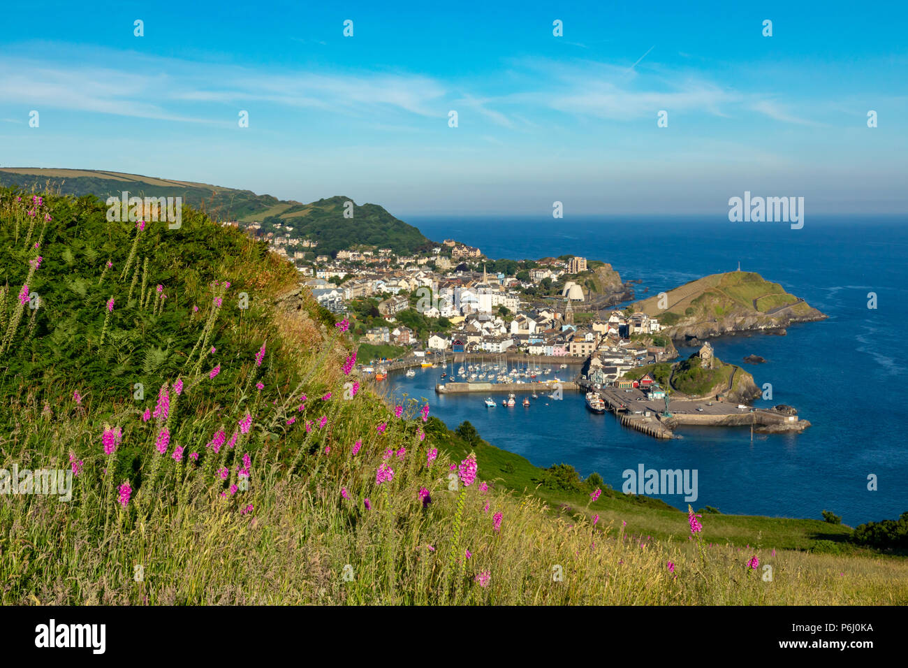 Ilfracombe Devon England June 27, 2018 View overlooking Ilfracombe from the south west coast path Stock Photo