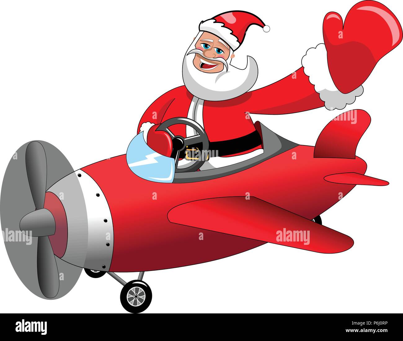 Santa Claus cartoon flying on airplane at Christmas isolated Stock Vector