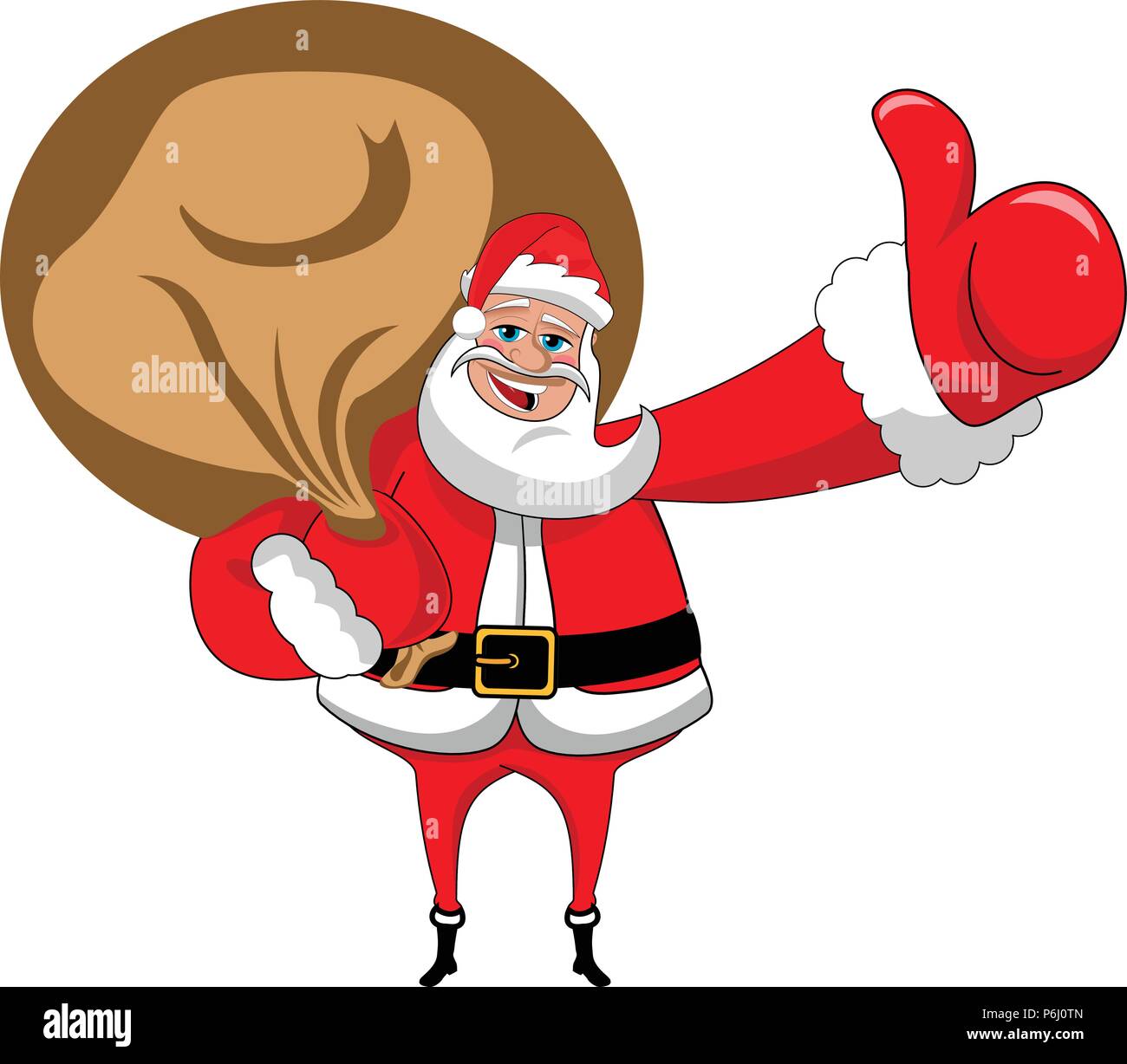 Santa Claus with big sack and thumb up isolated Stock Vector Image ...