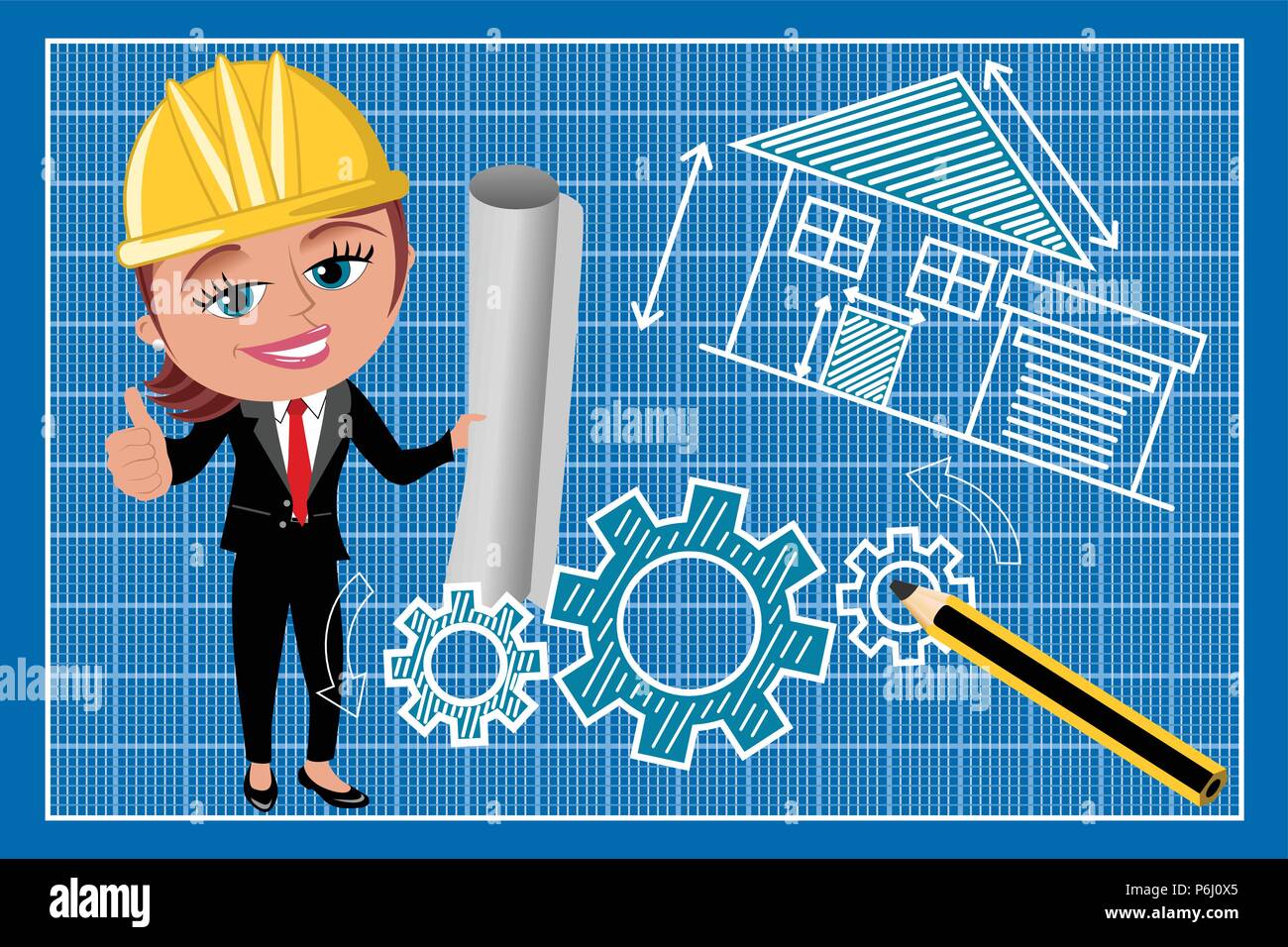 Woman architect on project Stock Vector Images - Alamy