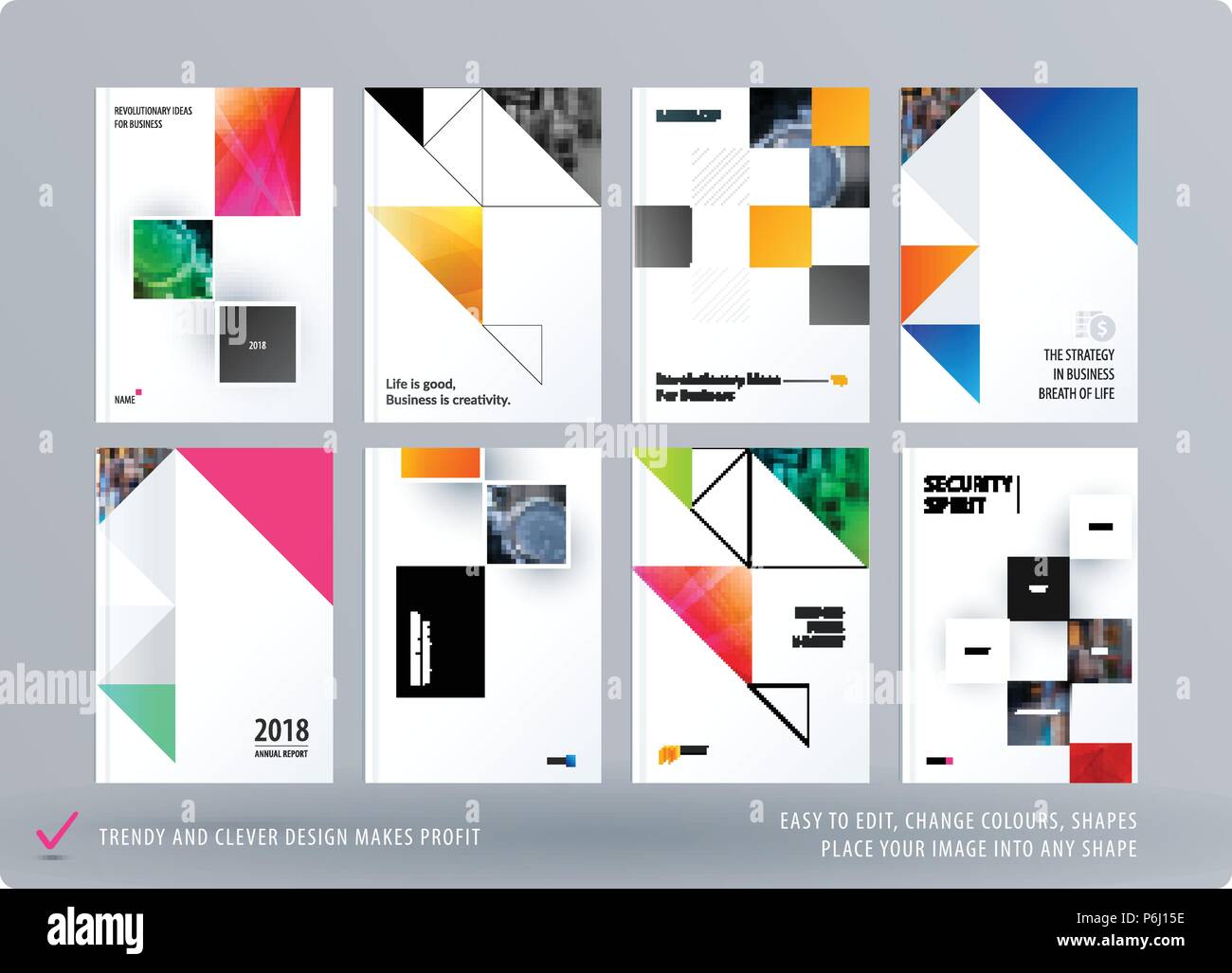 Brochure Design Rectangular Template Colourful Modern Abstract Set Annual Report With Shapes For Branding Stock Vector Image Art Alamy