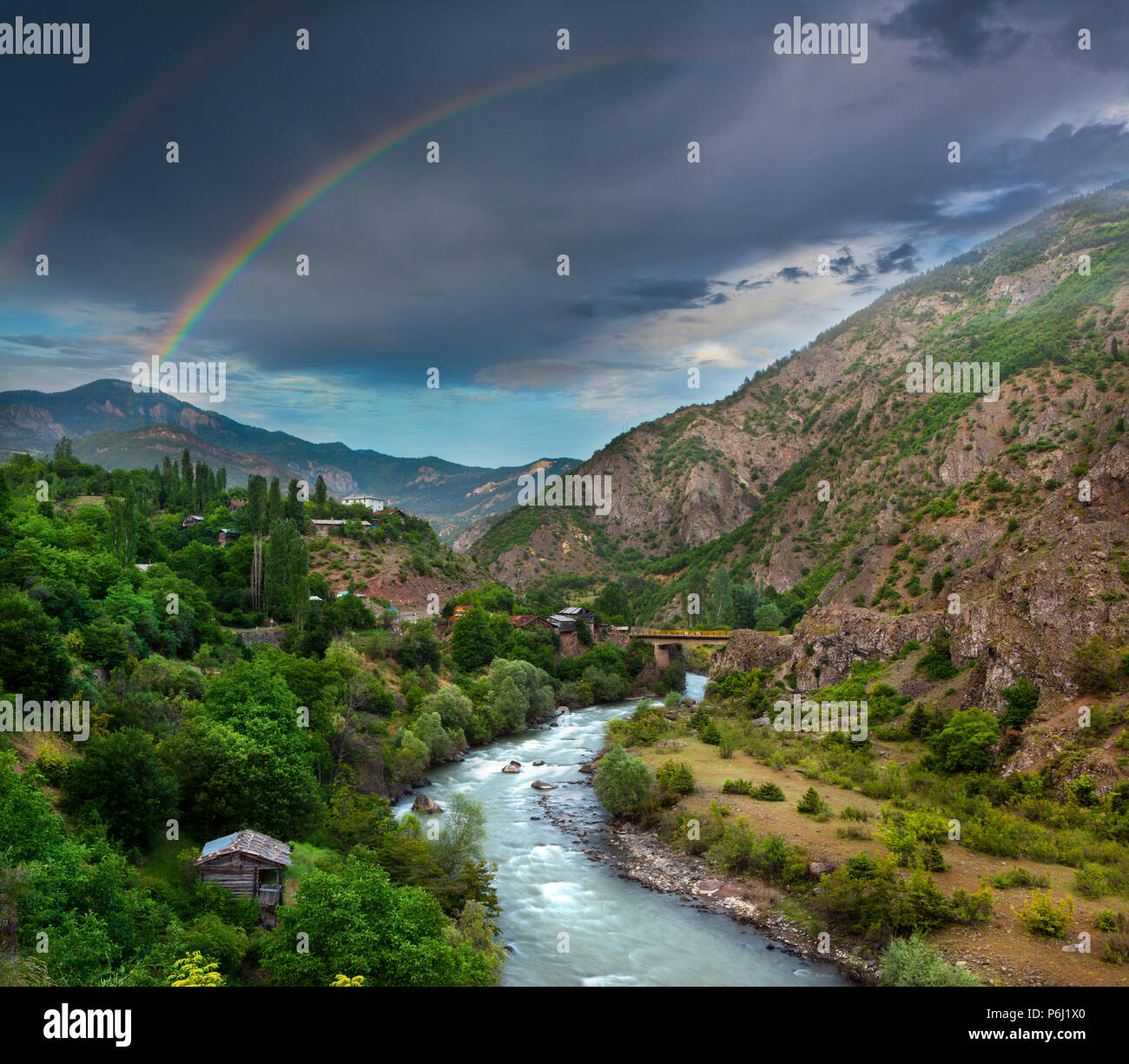 Rainbow and blood under the bridge İkizdere Rize Stock Photo Alamy