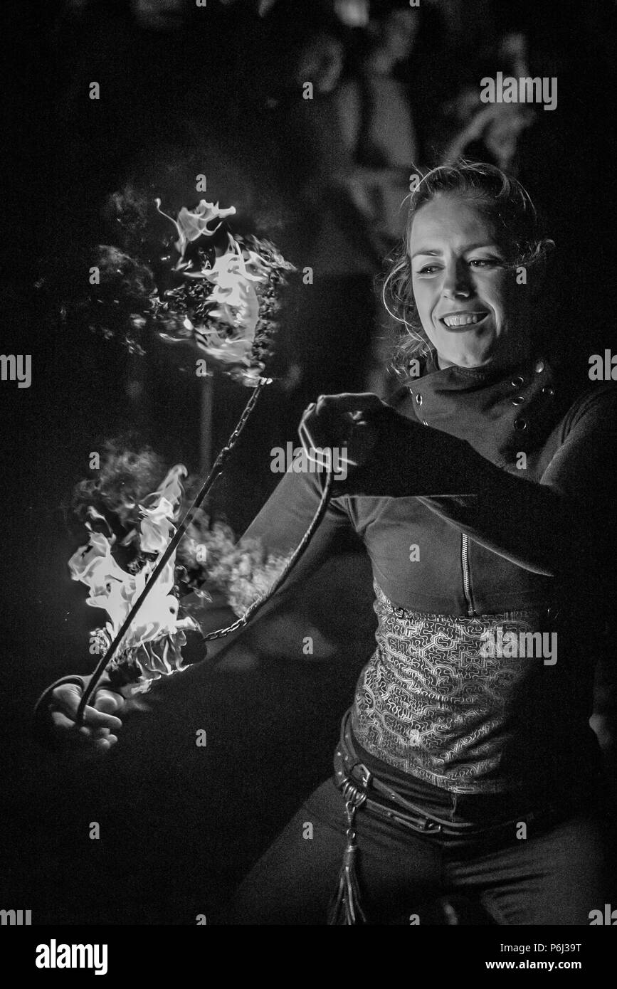 Fire Spinners Stock Photo Alamy