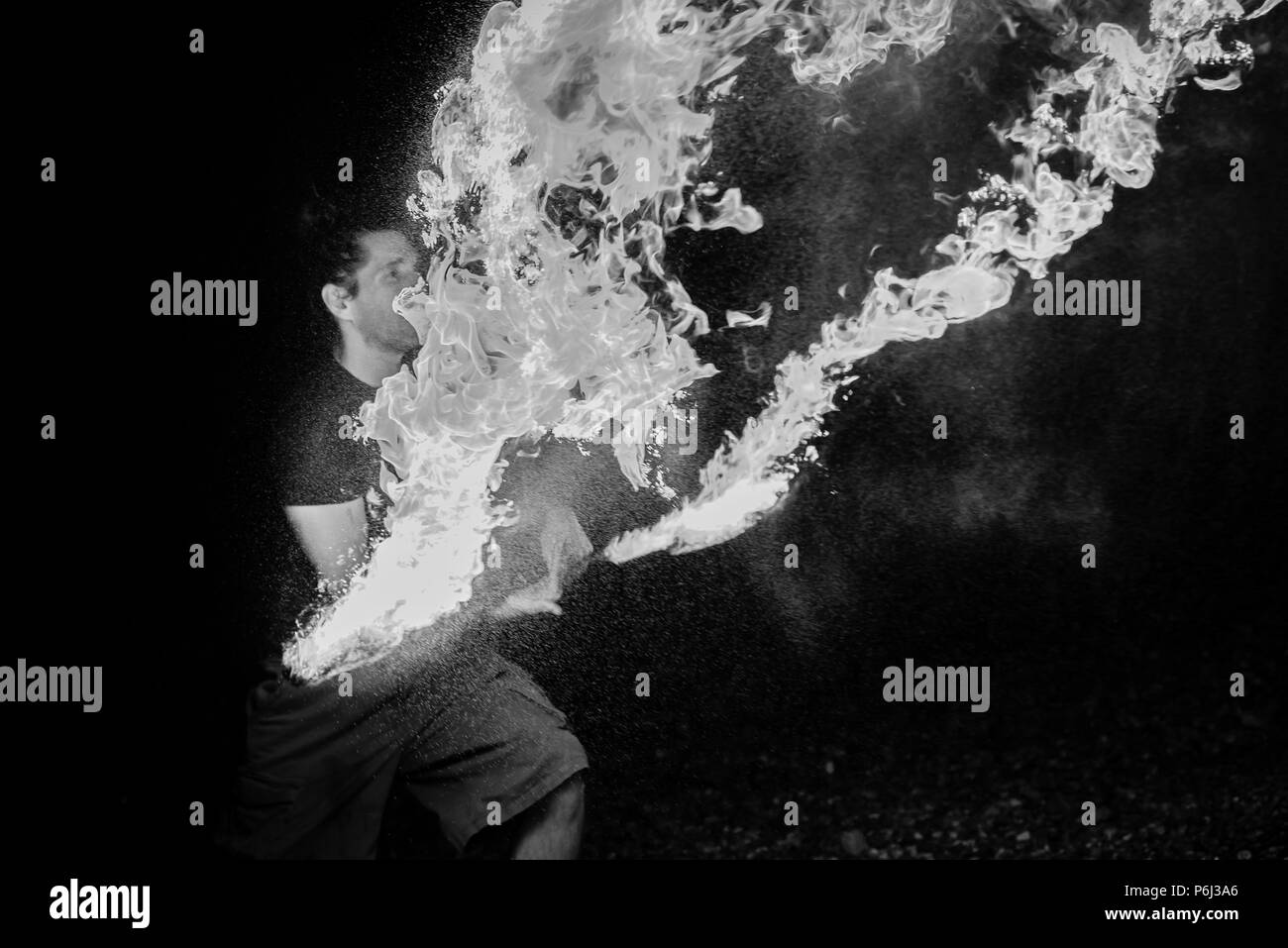 Fire Spinners Stock Photo Alamy