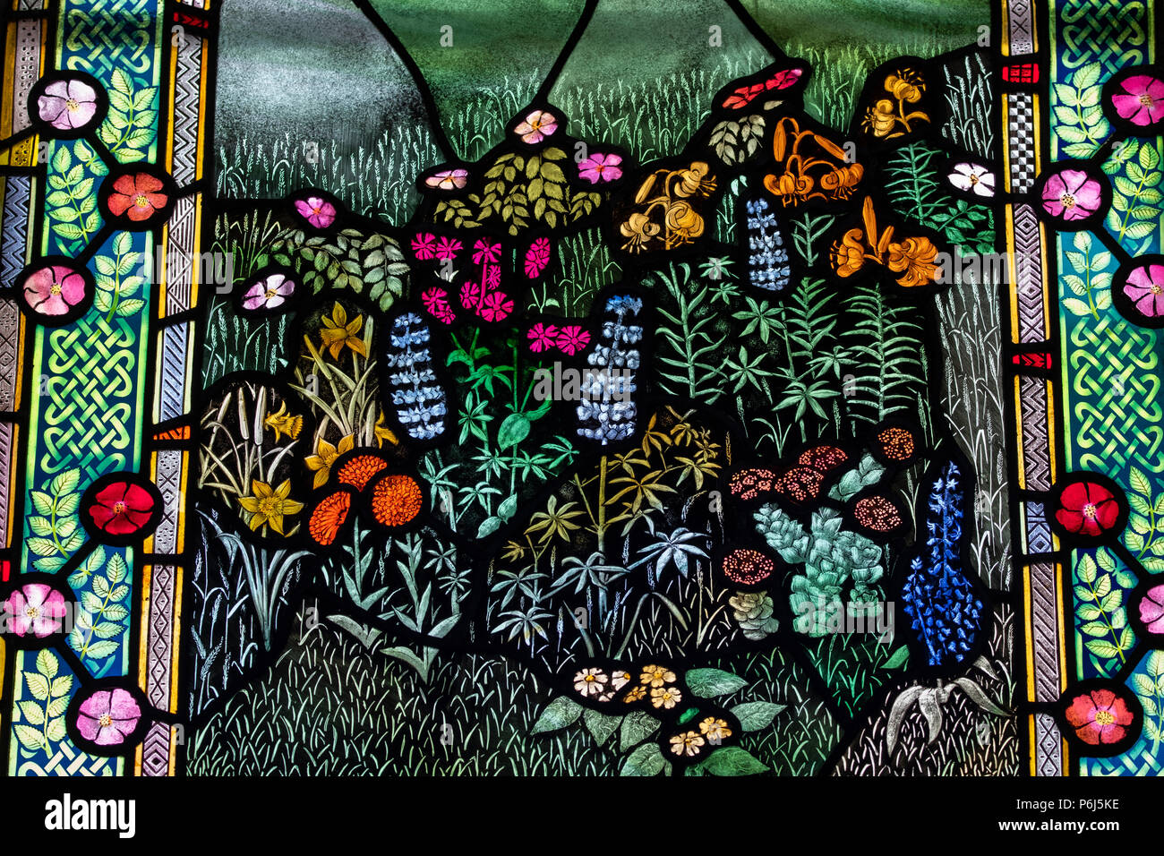 Great Britain, Shetland, Fair Isle. Church of Scotland Kirk, stained