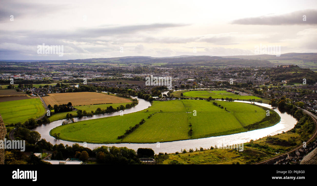 Aerial landscape photo of Stirling, Scotand. Stock Photo