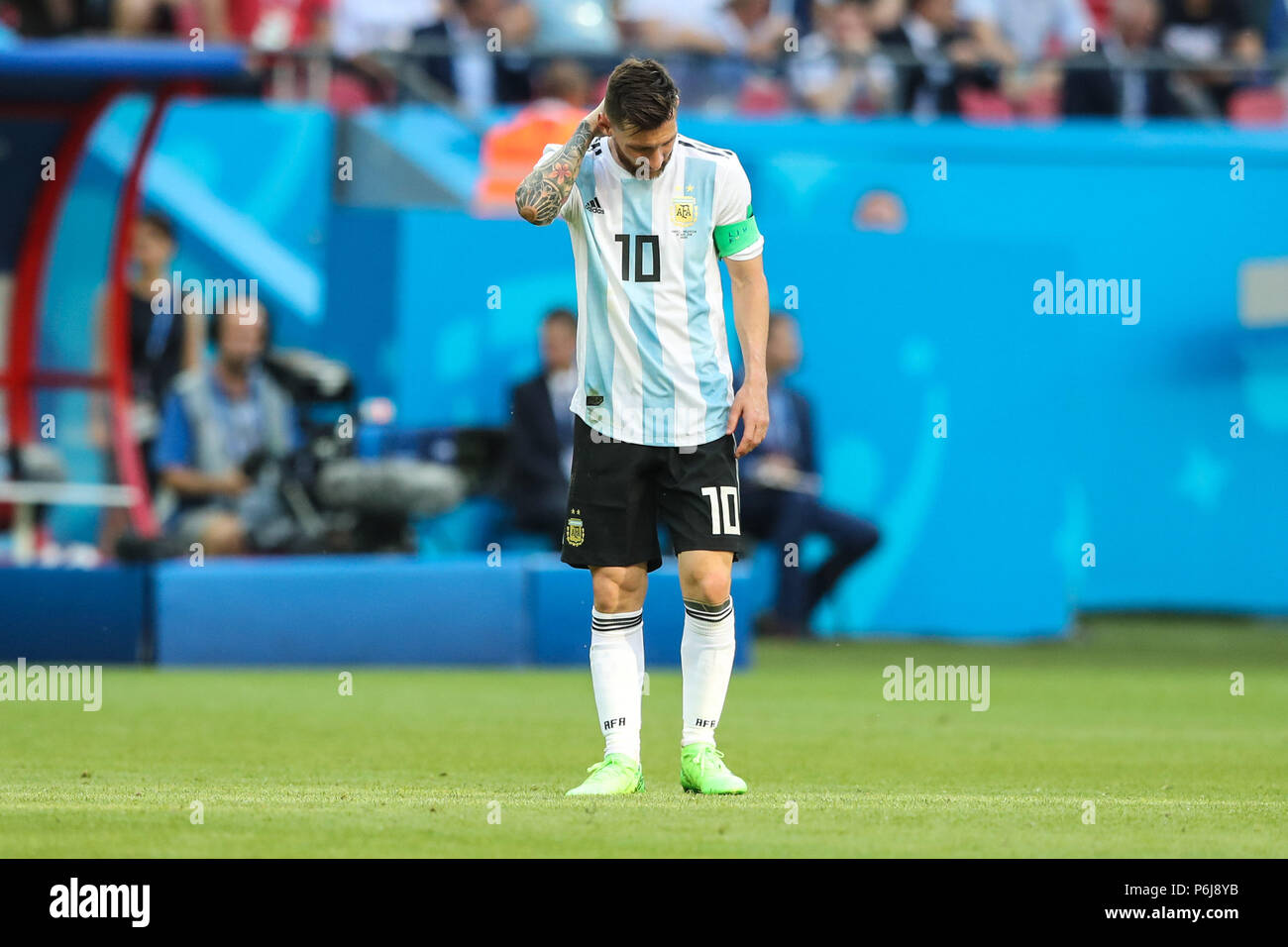 Kazan, Russia, 30 June 2018. Lionel Messi player of  Argentina during match against France game valid for the Eighth Finals of the World Cup in Russia 2018 at the Kazan Arena in Russia this Saturday, 30.  (PHOTO: WILLIAM VOLCOV/BRAZIL PHOTO PRESS) Credit: Brazil Photo Press/Alamy Live News Stock Photo
