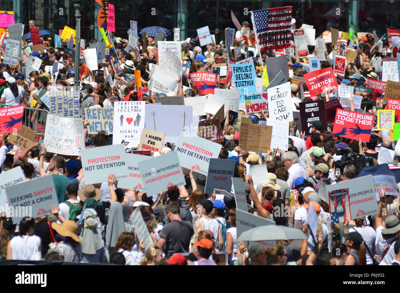 Manhattan, New York, USA. 30th June, 2018. Thousands of demonstrators and immigrant rights activists gathered at Foley Square in Lower Manhattan for the rally against ICE and immigrants deportation to keep families together. Credit: Ryan Rahman/Alamy Live News Stock Photo