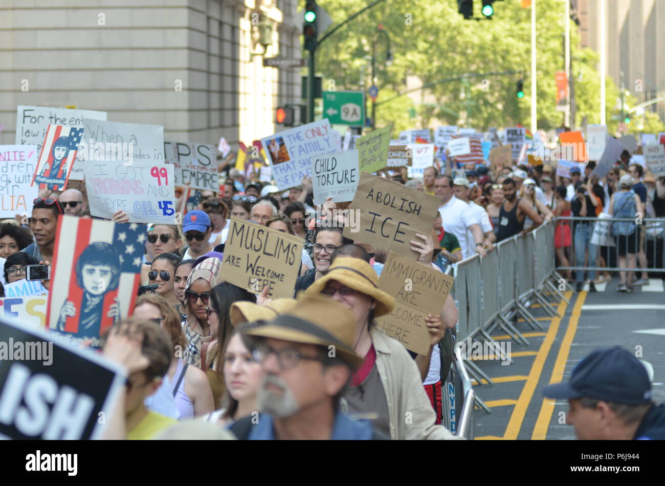 Manhattan, New York, USA. 30th June, 2018. Thousands of demonstrators and immigrant rights activists gathered at Foley Square in Lower Manhattan for the rally against ICE and immigrants deportation to keep families together. Credit: Ryan Rahman/Alamy Live News Stock Photo