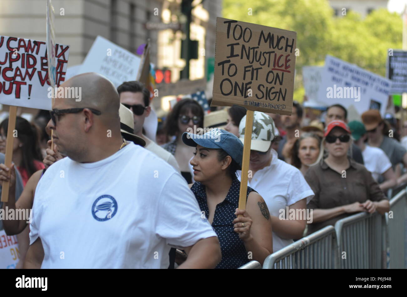 Manhattan, New York, USA. 30th June, 2018. Thousands of demonstrators and immigrant rights activists gathered at Foley Square in Lower Manhattan for the rally against ICE and immigrants deportation to keep families together. Credit: Ryan Rahman/Alamy Live News Stock Photo
