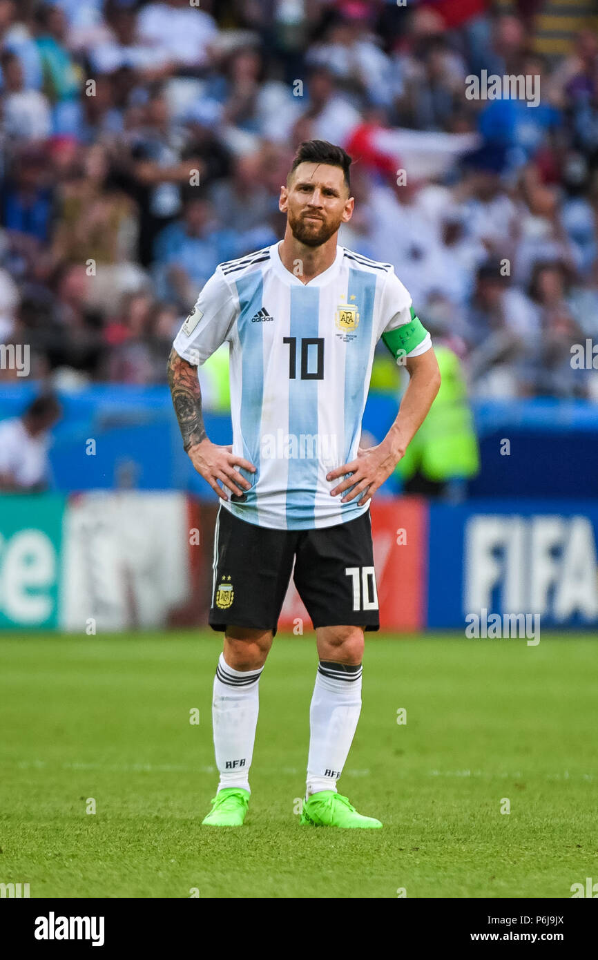Kazan Arena, Kazan, Russia. 30th June, 2018. FIFA World Cup Football, Round of 16, France versus Argentina; Lionel Messi of Argentina Credit: Action Plus Sports/Alamy Live News Stock Photo
