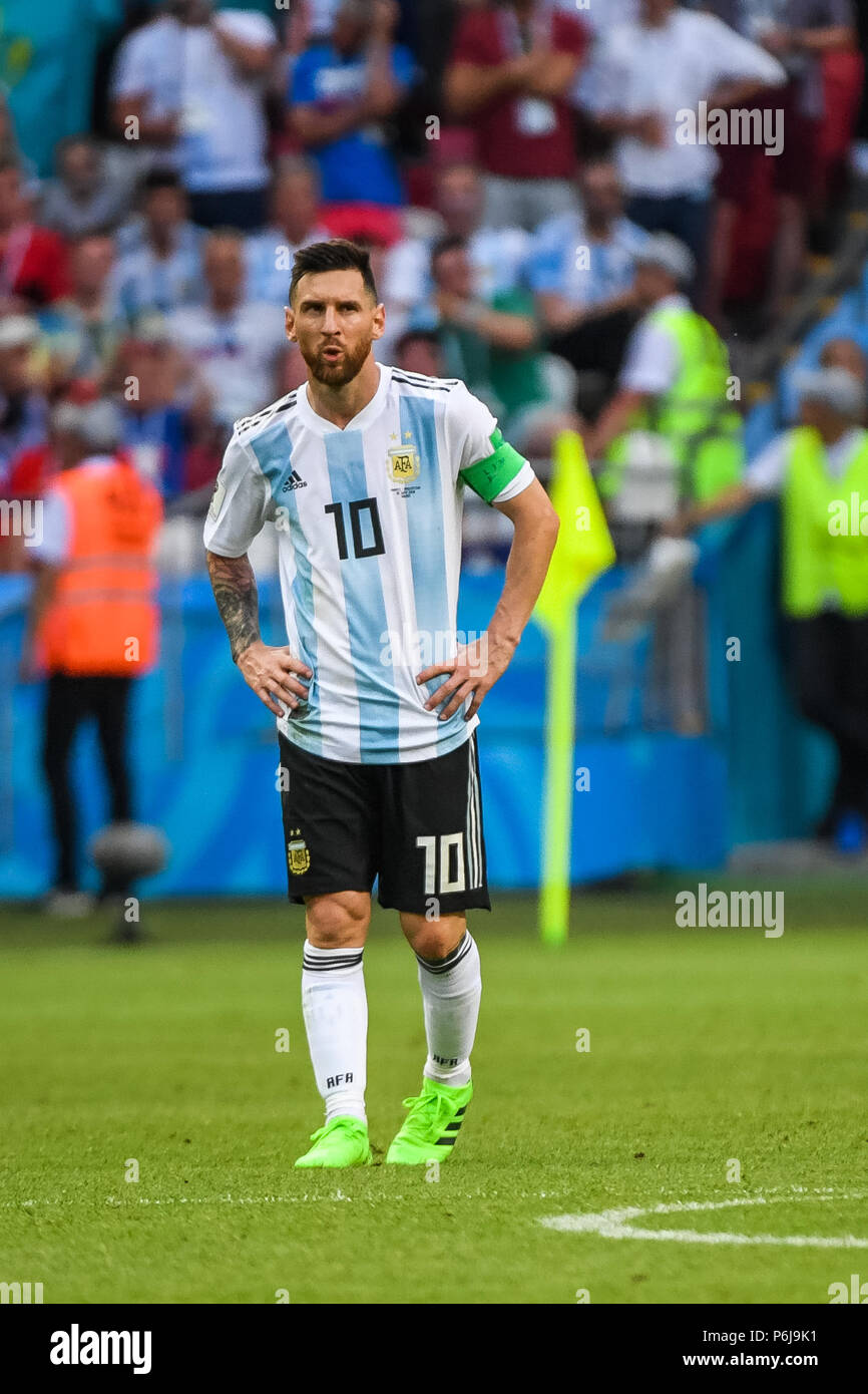 Kazan Arena, Kazan, Russia. 30th June, 2018. FIFA World Cup Football, Round of 16, France versus Argentina; Lionel Messi of Argentina Credit: Action Plus Sports/Alamy Live News Stock Photo