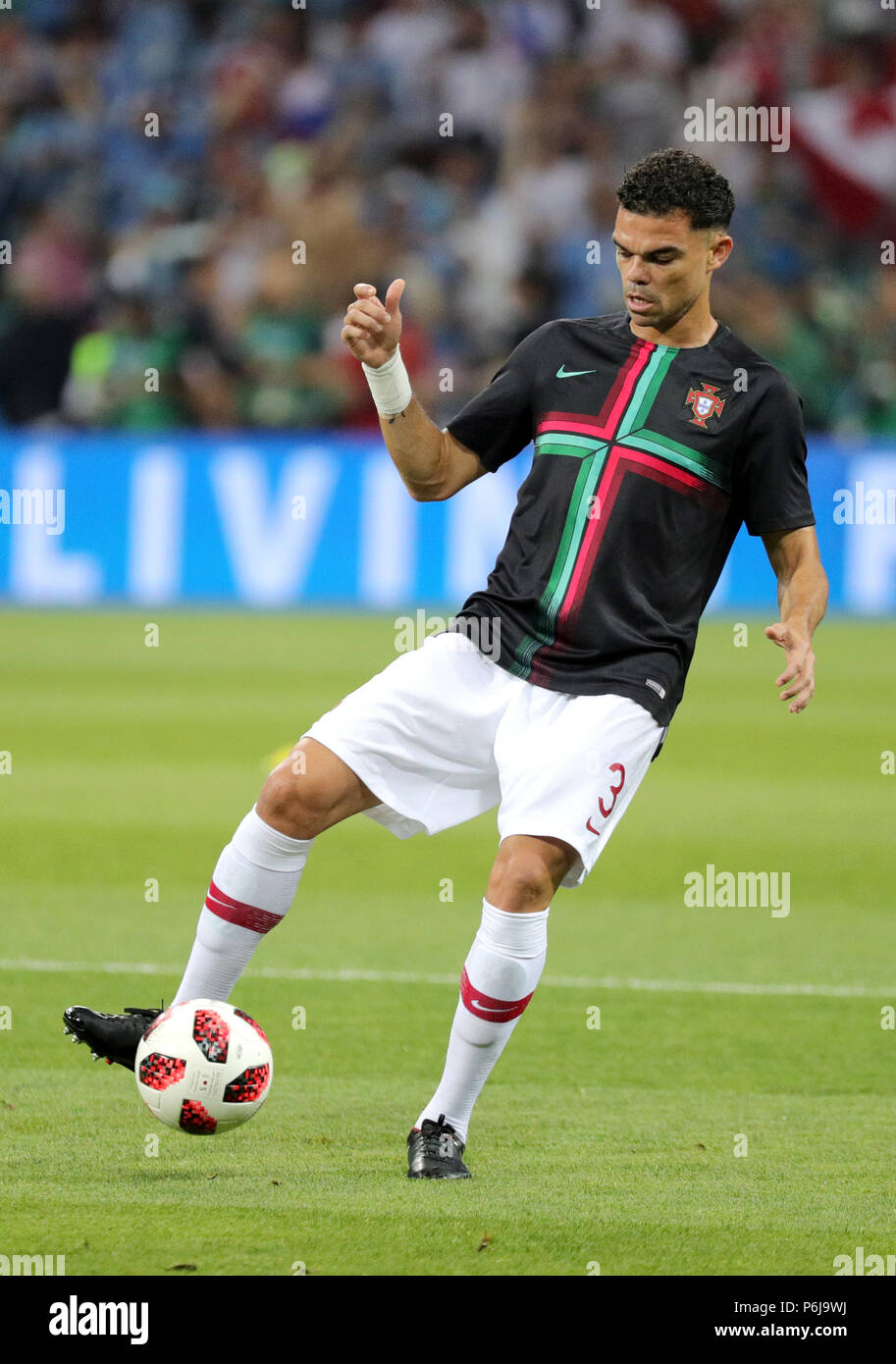 Sochi, Russia. 30th June, 2018. Fußball: Football World Cup, Uruguay vs Portugal at the Fisht Stadium. Cristiano Pepe of Portugal warming up before the match. Credit: Christian Charisius/dpa/Alamy Live News Stock Photo
