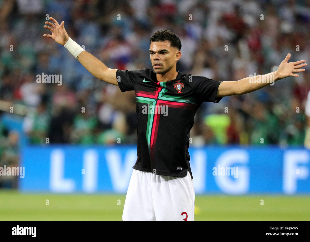 Sochi, Russia. 30th June, 2018. Fußball: Football World Cup, Uruguay vs Portugal at the Fisht Stadium. Cristiano Pepe of Portugal warming up before the match. Credit: Christian Charisius/dpa/Alamy Live News Stock Photo