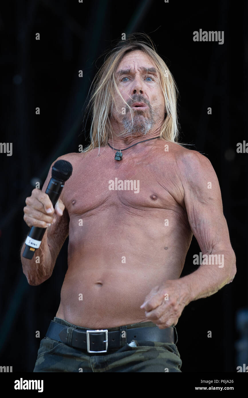 Finsbury park, UK. 30th June, 2018, American singer, songwriter Iggy Pop  performing at Queens of the Stone Age and Friends. UK.Finsbury park  London.© Jason Richardson / Alamy Live News Stock Photo - Alamy