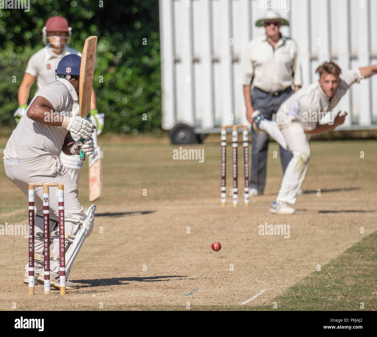 Brentwood Essex, 30th June 2018 Summer cricket Brentwood Cricket club 4th XI vs West Essex Cricket Club 3rd XI Brentwood won with 241 for 4.  Played at the Old County Ground Brentwood Credit Ian Davidson/Alamy Live News Stock Photo