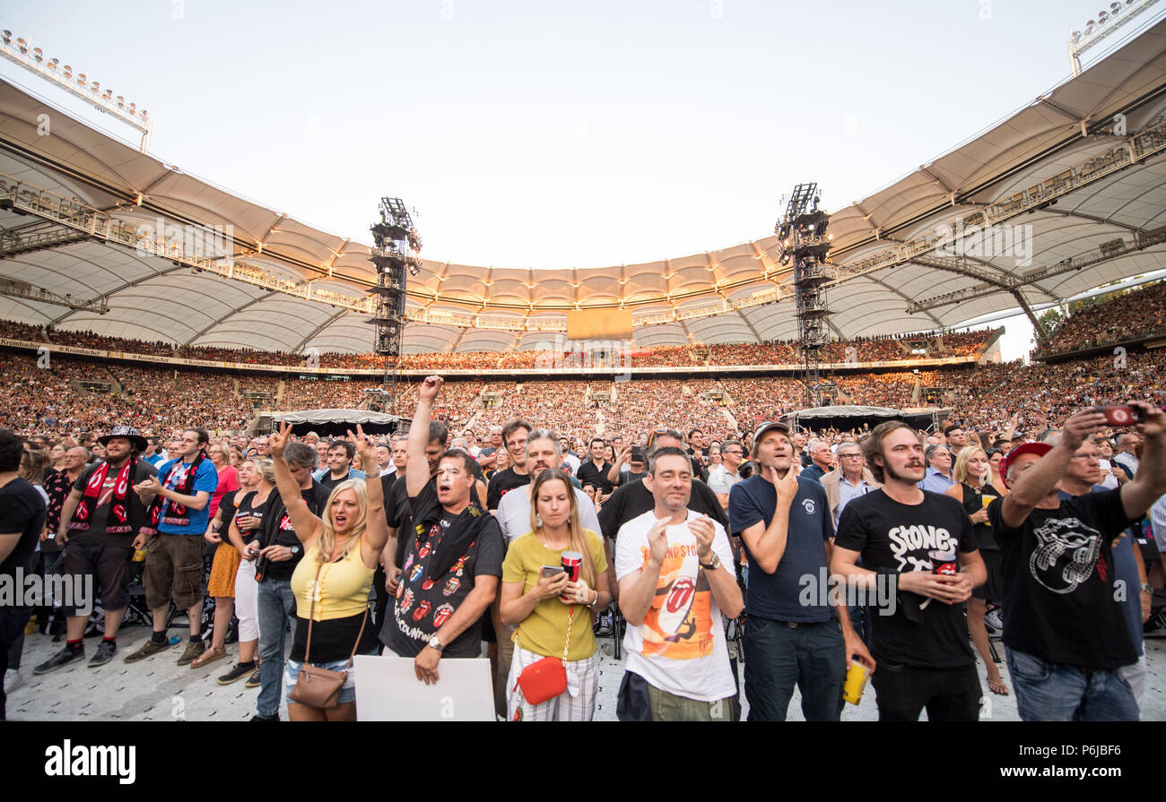Stuttgart, Germany. 30th June, 2018. Fans applaud at a concert by the Rolling  Stones during their European tour "no filter" at the Mercedes Benz-Arena.  Credit: Sebastian Gollnow/dpa/Alamy Live News Stock Photo -
