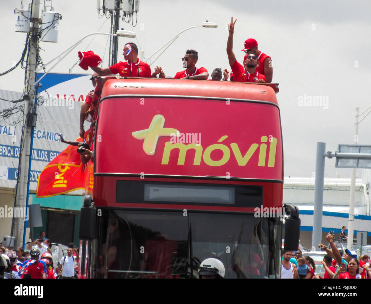 Panama City, Panama - Jun 30, 2018: Panama welcomes its national football team after participating in FIFA World Cup 2018 Credit: Mabelin Santos/Alamy Live News Stock Photo