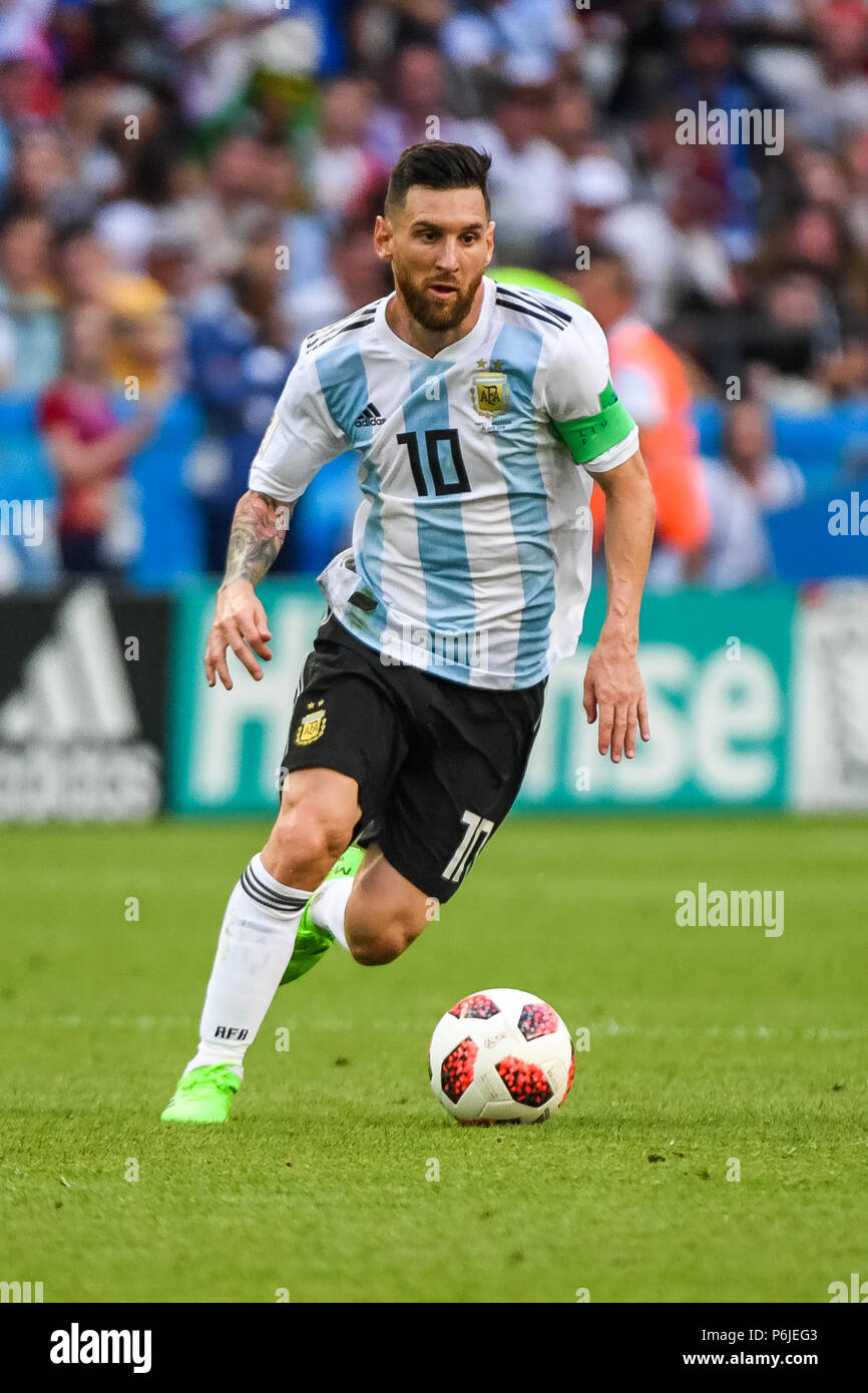 Kazan Arena, Kazan, Russia. 30th June, 2018. FIFA World Cup Football, Round of 16, France versus Argentina; Lionel Messi of Argentina attacking Credit: Action Plus Sports/Alamy Live News Stock Photo