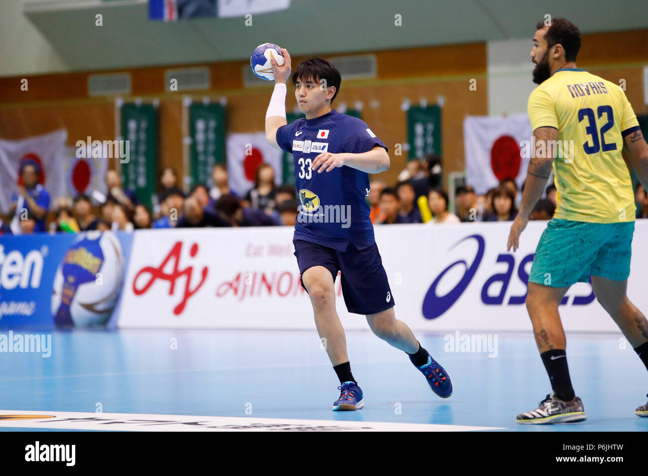 Tokyo, Japan. 30th June, 2018. Yuto Agarie (JPN) Handball : International match between Japan 29-31 Brazil at Ota-City Omori Sports Center in Tokyo, Japan . Credit: Naoki Morita/AFLO SPORT/Alamy Live News Stock Photo