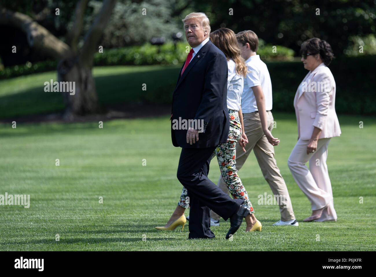 U.S. President Donald Trump, First Lady Melania Trump, her mother
