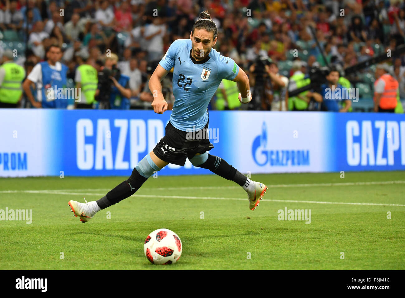 Martin CACERES (URU), Action, Single Action, Frame, Cut Out, Full Body, Whole Figure. Uruguay (URU) - Portugal (POR) 2-1, Round of 16, Round of 16, Game 49, on 30.06.2018 in SOCHI, Fisht Olympic Stadium. Football World Cup 2018 in Russia from 14.06. - 15.07.2018. | usage worldwide Stock Photo