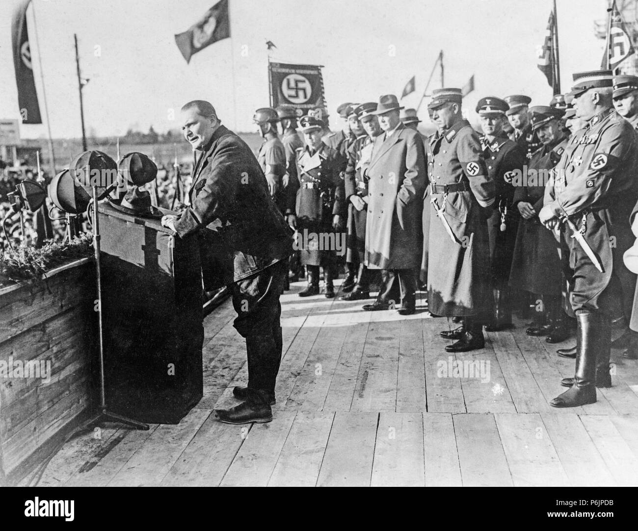 Senior Nazi party member Hermann Goering opens the Berlin to Stettin autobahn in Germany on 4th March 1936. Stock Photo