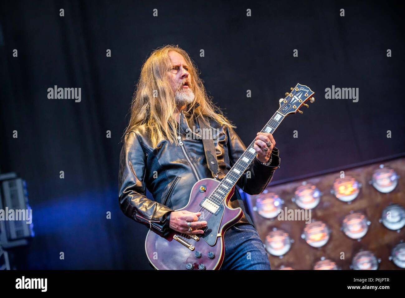 Norway, Halden - June 21, 2018. The American rock band Alice in Chains performs a live concert during the Norwegian music metal festival Tons of Rock 2018 in Halden. Here singer and guitarist Jerry Cantrell is seen live on stage. (Photo credit: Gonzales Photo - Terje Dokken). Stock Photo