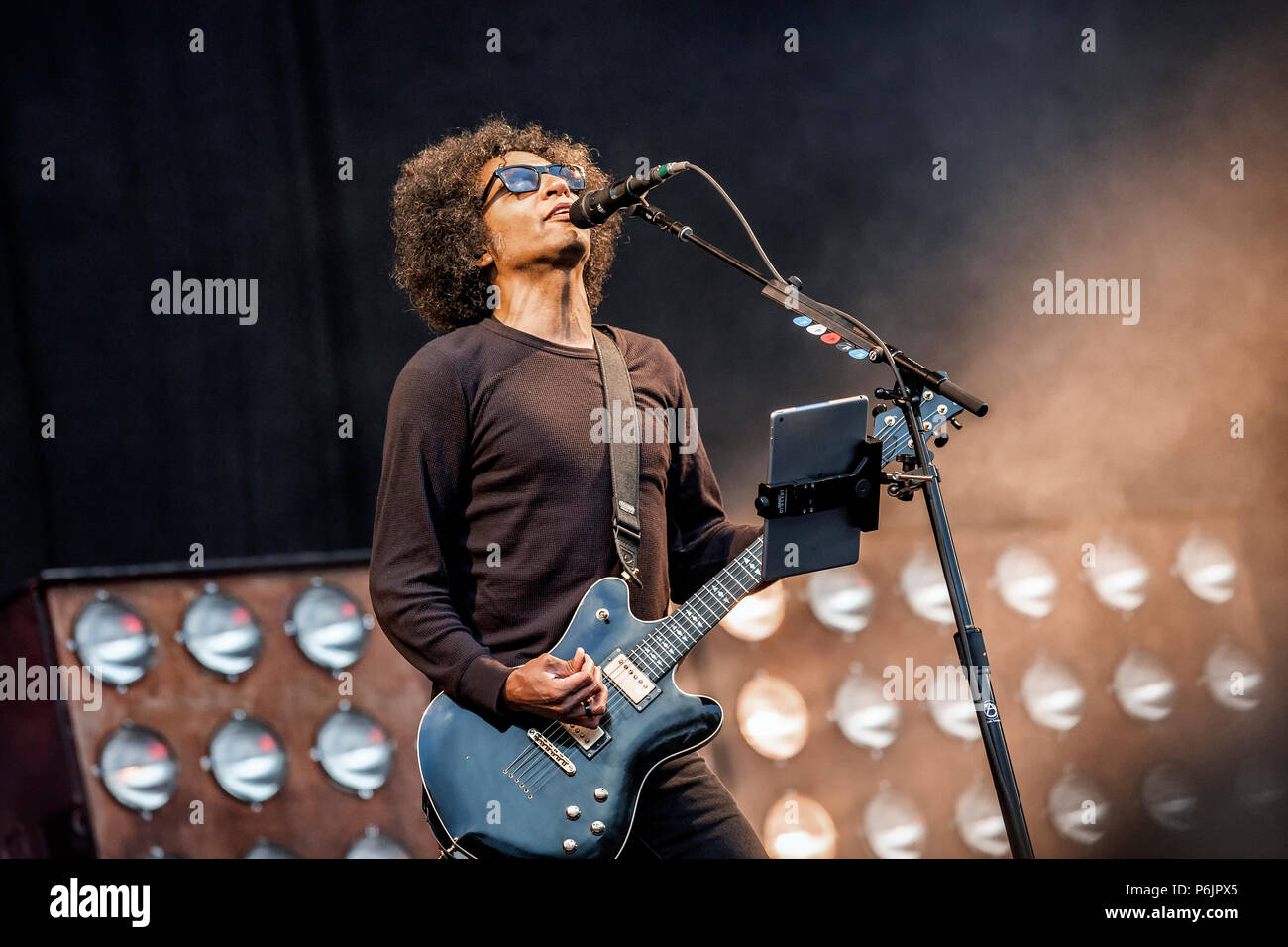 Norway, Halden - June 21, 2018. The American rock band Alice in Chains performs a live concert during the Norwegian music metal festival Tons of Rock 2018 in Halden. Here singer and guitarist William DuVall is seen live on stage. (Photo credit: Gonzales Photo - Terje Dokken). Stock Photo