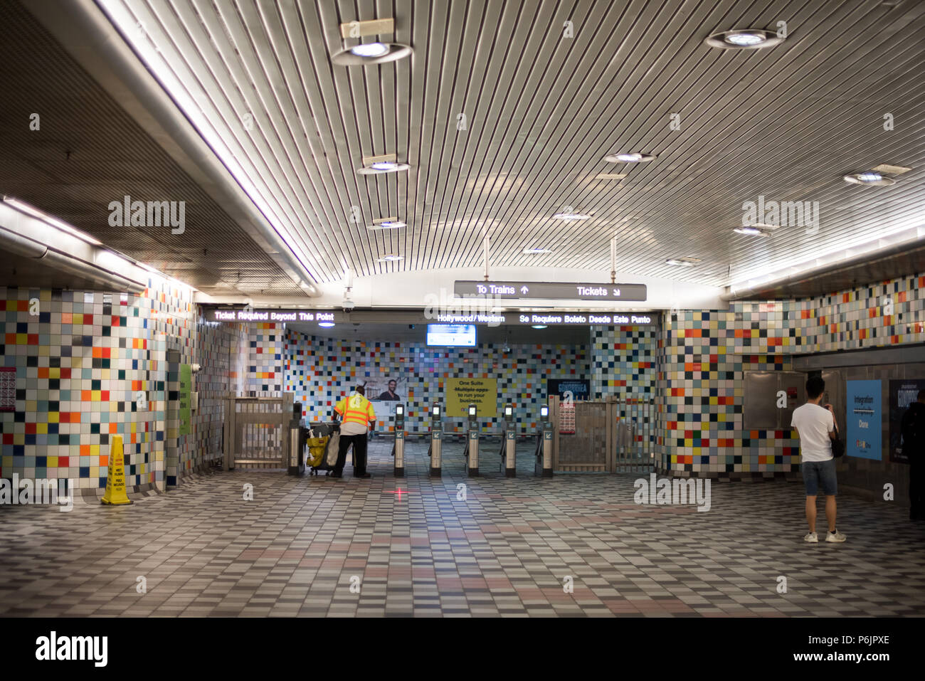 LOS ANGELES, CALIFORNIA - JUNE 29 2018: Hollywood/Western is a heavy-rail subway station in the Los Angeles County Metro Rail system on June 29, 2018 Stock Photo