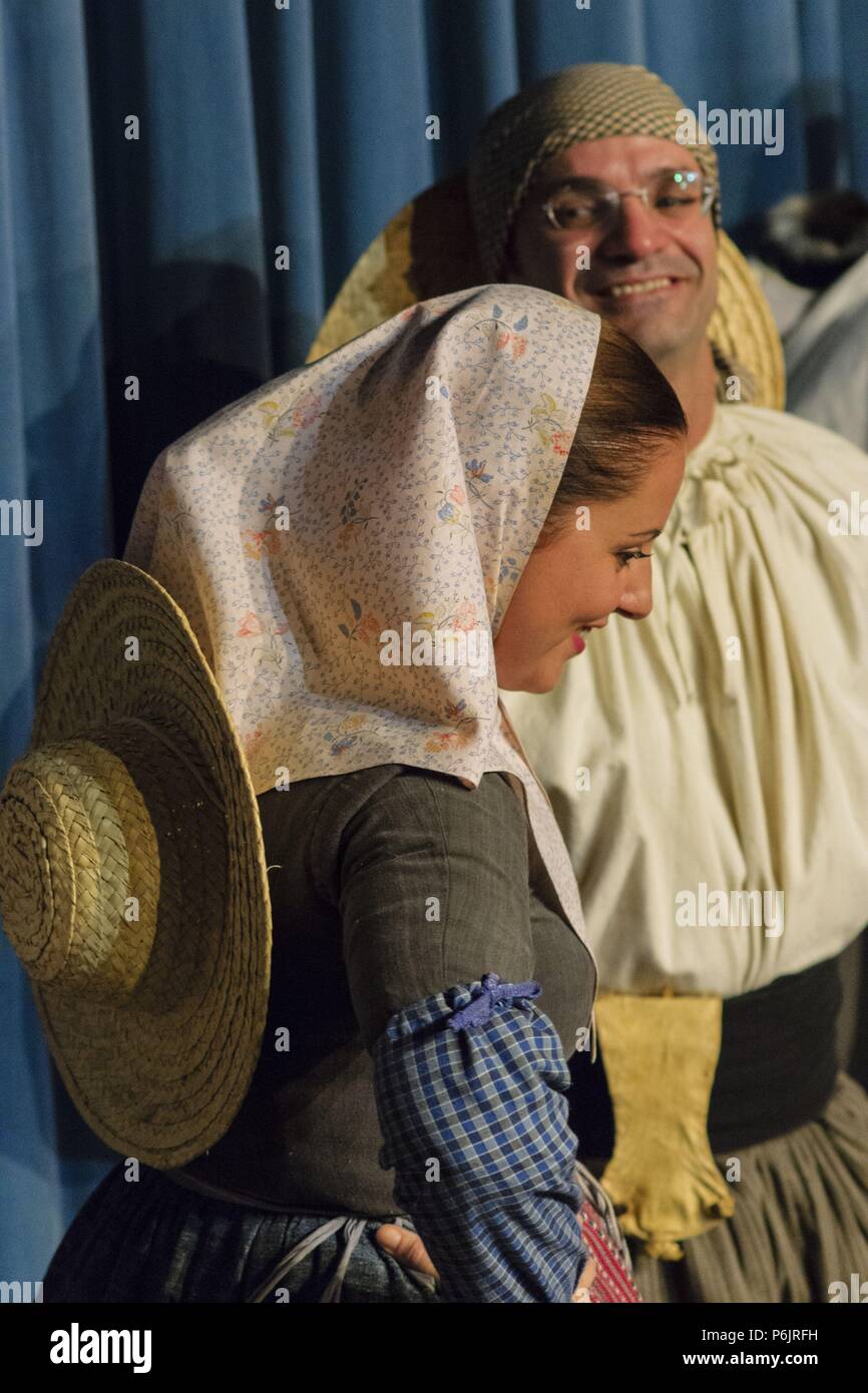 muestra de indumentaria tradicional mallorquina de los siglos XVII a XX, teatro Mar i Terra, Palma, Mallorca, islas baleares, Spain. Stock Photo