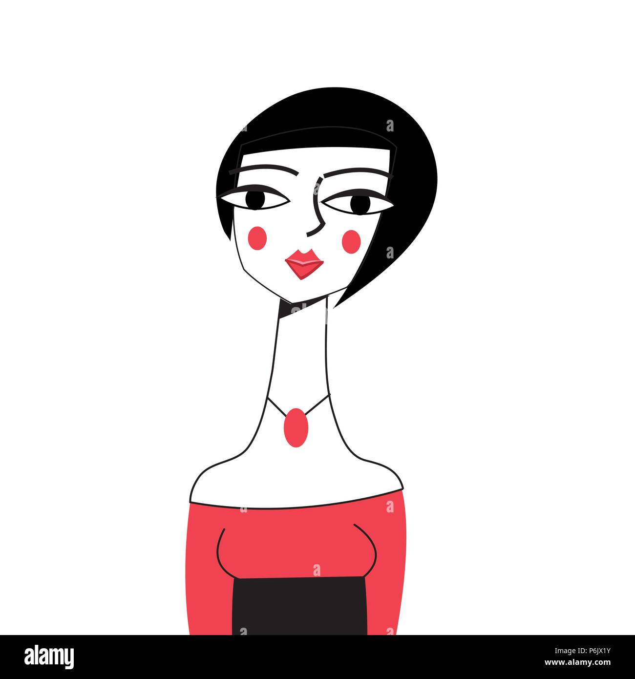Graphic portrait of a beautiful girl on a white background Stock Vector ...