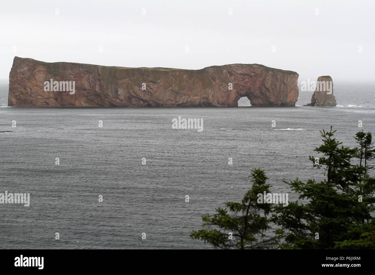 Perce Rock in Perce, Gaspe, Quebec Stock Photo