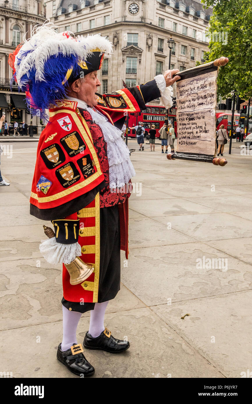 Town Crier Westminster Hi Res Stock Photography And Images Alamy   Town Crier Giving A Demonstration In Full Regalia In Trafalgar Square London United Kingdom P6JYR7 