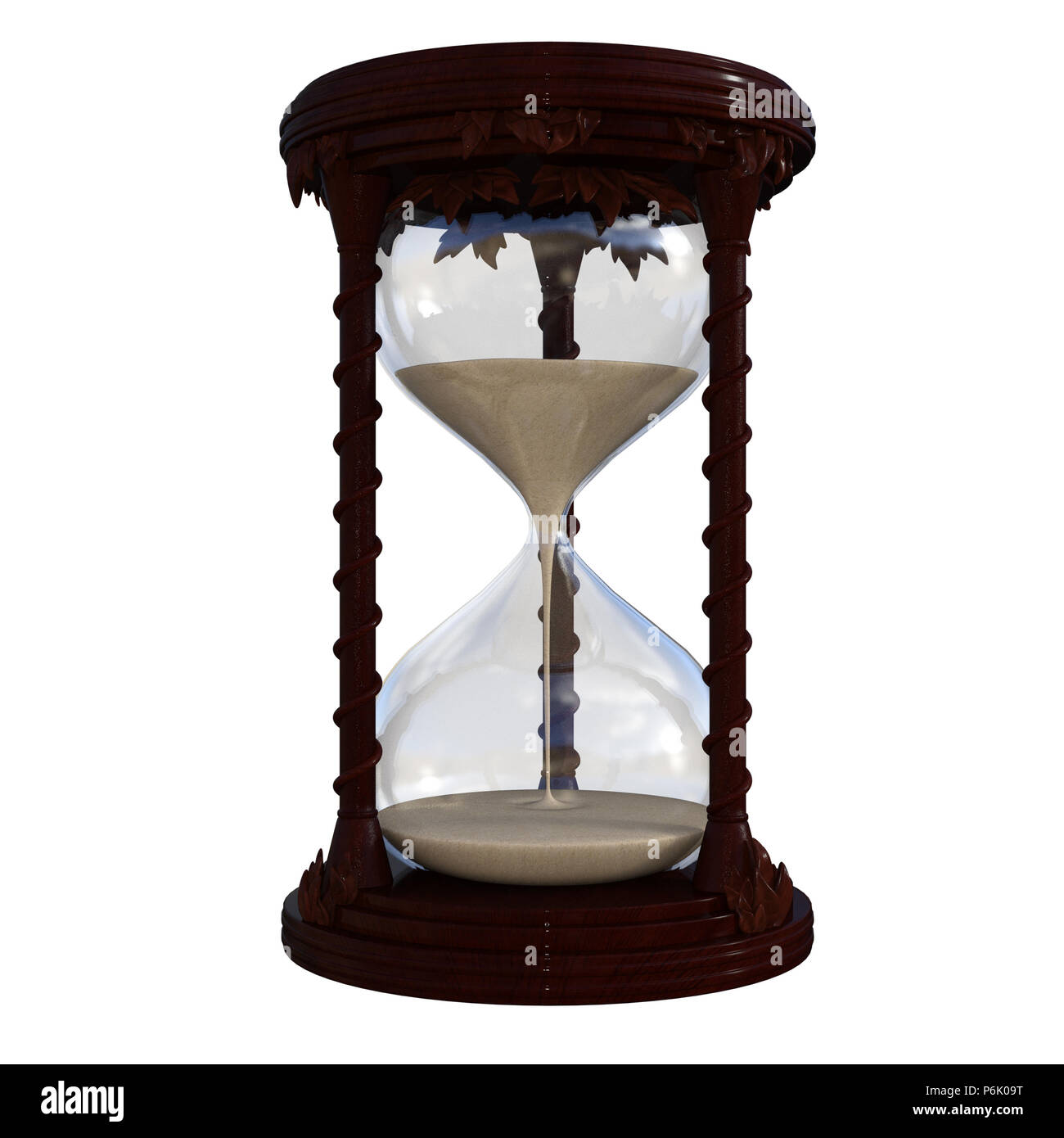 Wooden Hourglass isolated on white, 3d render Stock Photo - Alamy