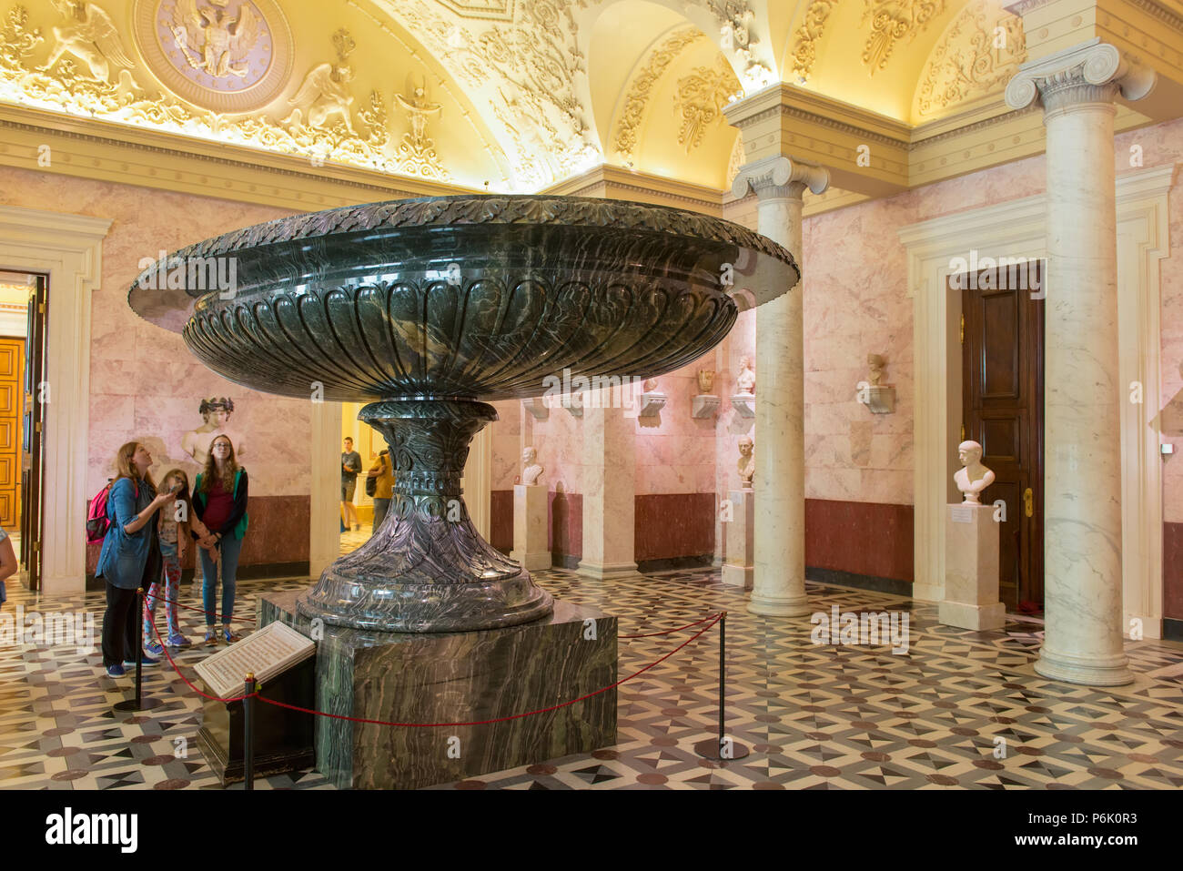 SAINT PETERSBURG, RUSSIA - AUGUST 18, 2017:Big Kolyvan vase-the largest vase in the world, or as it is called, Queen of vases. In the State Hermitage  Stock Photo