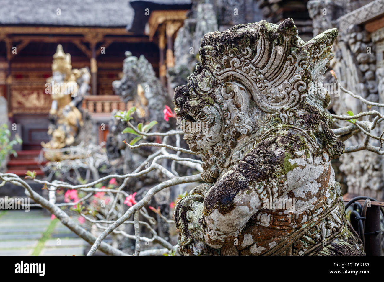 Stone carved statues at Temple Pura Taman Kemuda Saraswati, Balinese