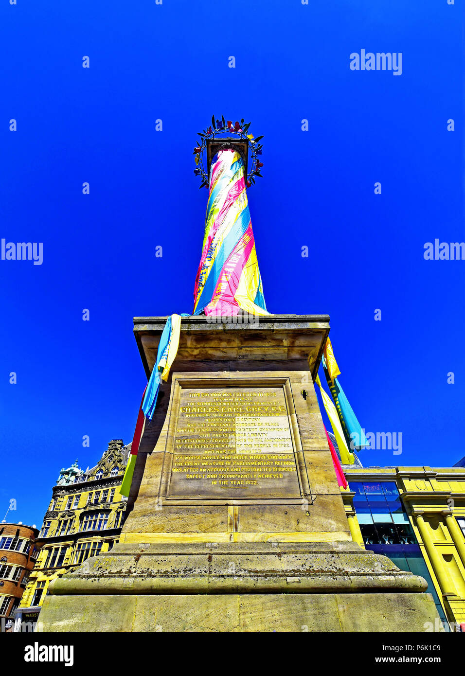 Great North Exhibition Newcastle Earl Greys decorated monument Stock Photo