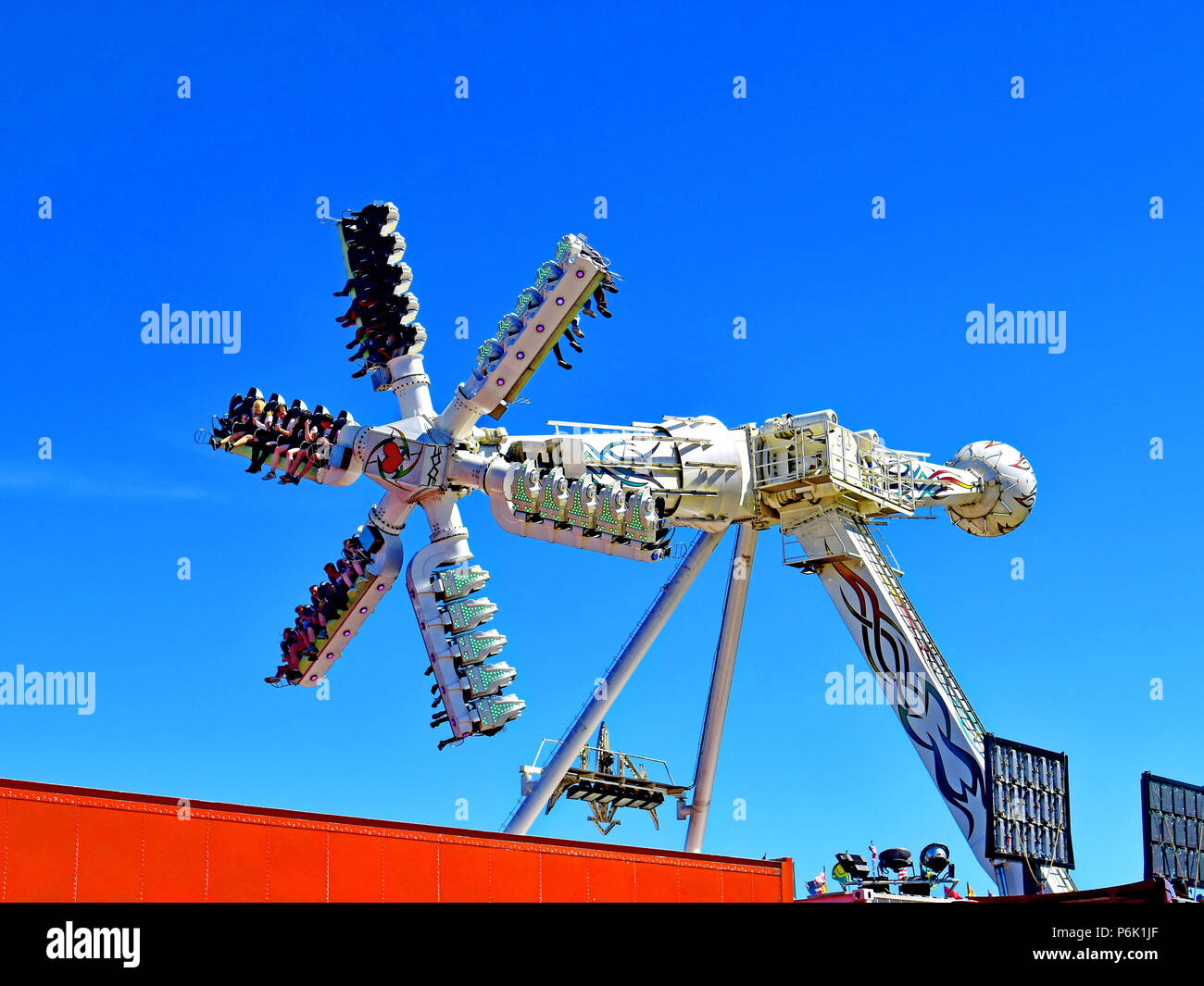 Newcastle Hoppings thrill machine Stock Photo